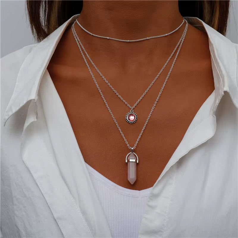 Bohemian Multi Layered Necklace for Women Vintage Portrait Coin Star Moon Pendant Necklace Geometric Collier Collares